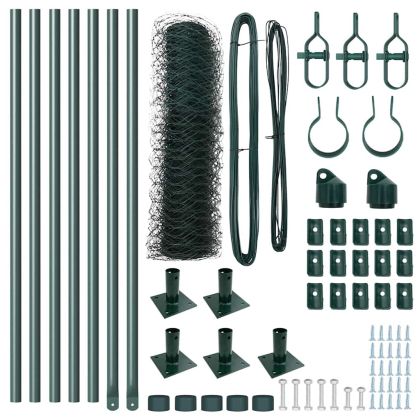 Оградa с колчета Зелен 0.5 x 10 м Покрит със PVC стомана