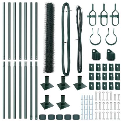 Оградa с колчета Зелен 0.8 x 10 m Покрит със PVC стомана