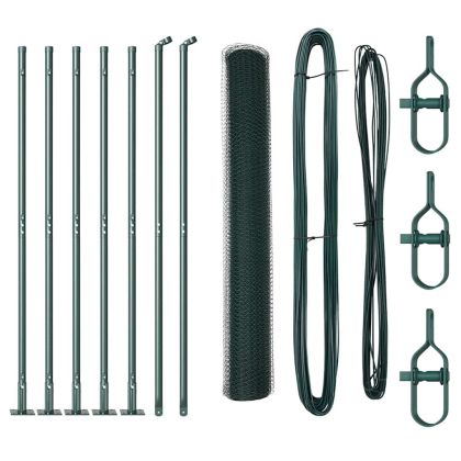 Оградa с колчета Зелен 1.2 x 10 m Покрит със PVC стомана