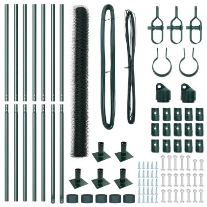 Оградa с колчета Зелен 1.4 x 10 m Покрит със PVC стомана