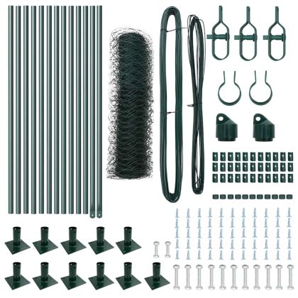 Оградa с колчета Зелен 0.4 x 25 м Покрит със PVC стомана