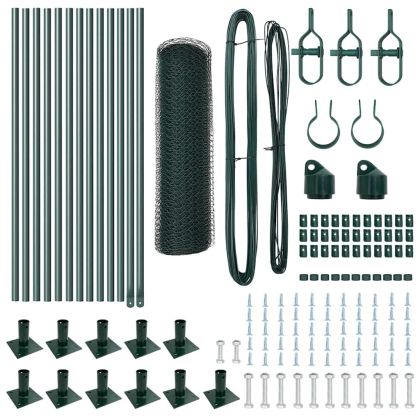 Оградa с колчета Зелен 0.5 x 25 м Покрит със PVC стомана