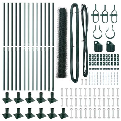 Оградa с колчета Зелен 0.8 x 25 m Покрит със PVC стомана