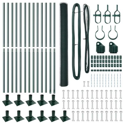 Оградa с колчета Зелен 1.4 x 25 m Покрит със PVC стомана