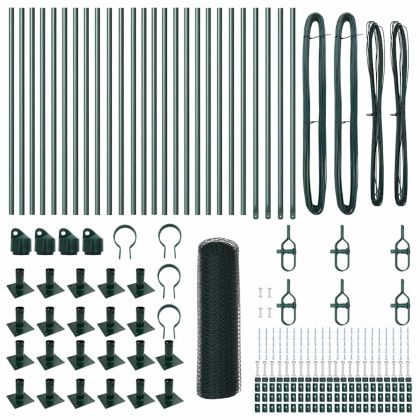 Оградa с колчета Зелен 0.4 x 50 м Покрит със PVC стомана