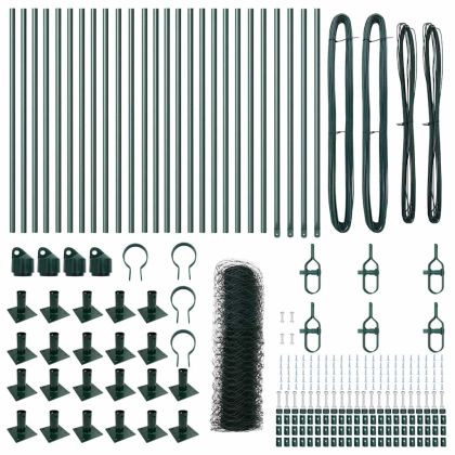 Оградa с колчета Зелен 0.4 x 50 м Покрит със PVC стомана