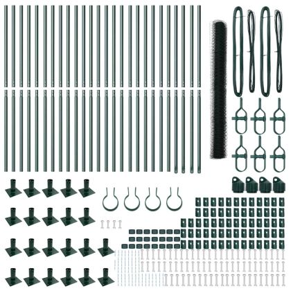 Оградa с колчета Зелен 1.5 x 50 m Покрит със PVC стомана