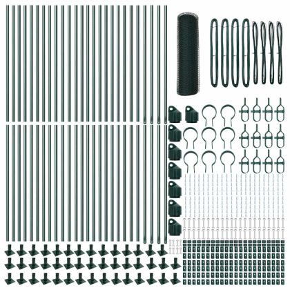 Оградa с колчета Зелен 1 x 100 m Покрит със PVC стомана