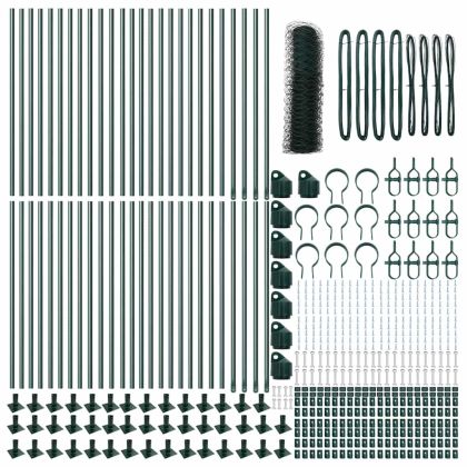 Оградa с колчета Зелен 1 x 100 m Покрит със PVC стомана