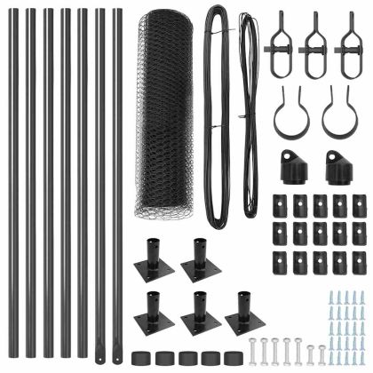 Оградa с колчета Сив 0.4 x 10 м Покрит със PVC стомана
