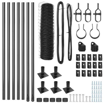 Оградa с колчета Сив 0.5 x 10 м Покрит със PVC стомана
