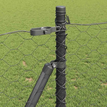 Оградa с колчета Сив 0.8 x 10 m Покрит със PVC стомана