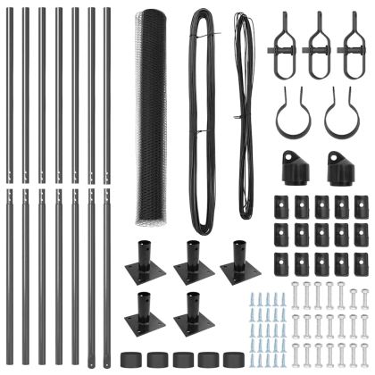 Оградa с колчета Сив 1.2 x 10 m Покрит със PVC стомана