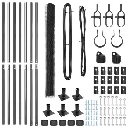 Оградa с колчета Сив 1.4 x 10 m Покрит със PVC стомана