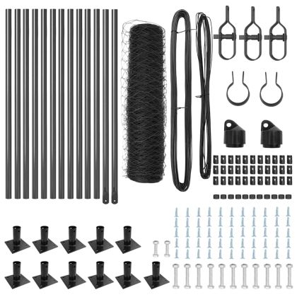 Оградa с колчета Сив 0.6 x 25 м Покрит със PVC стомана