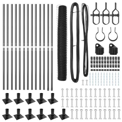 Стълб за ограда. Сив 25 x 0,8 м (36 мм мрежа) Стомана и PVC