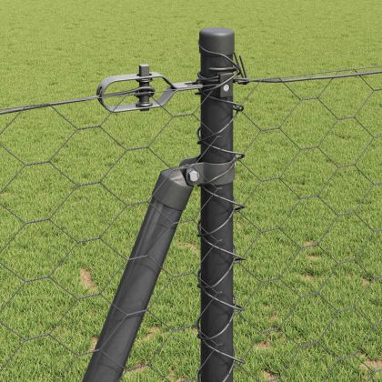 Оградa с колчета Сив 1.2 x 25 m Покрит със PVC стомана