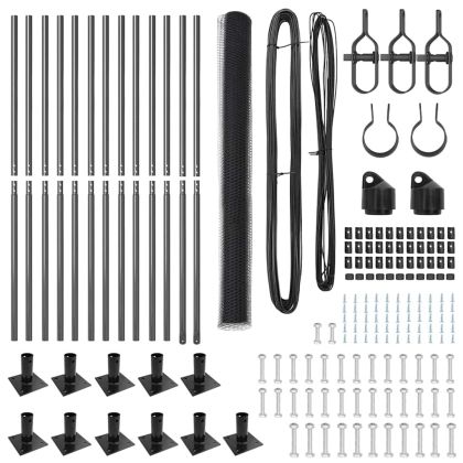 Оградa с колчета Сив 1.5 x 25 m Покрит със PVC стомана