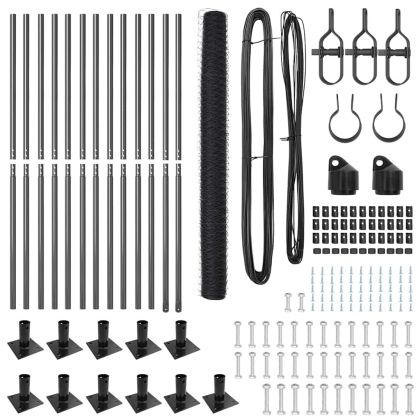 Оградa с колчета Сив 1.5 x 25 m Покрит със PVC стомана