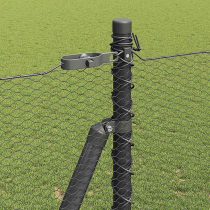 Оградa с колчета Сив 1.6 x 25 m Покрит със PVC стомана