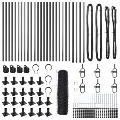 Оградa с колчета Сив 1 x 50 m Покрит със PVC стомана