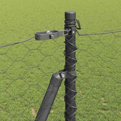 Оградa с колчета Сив 1.5 x 50 m Покрит със PVC стомана