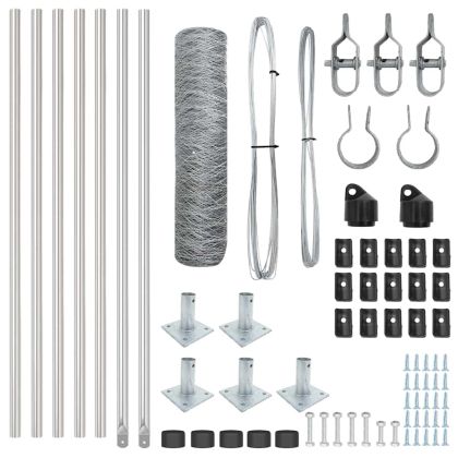 Оградa с колчета Сребрист 0.4 x 10 м Покрит със PVC стомана