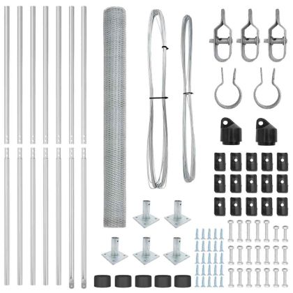 Оградa с колчета Сребрист 1.5 x 10 m Покрит със PVC стомана