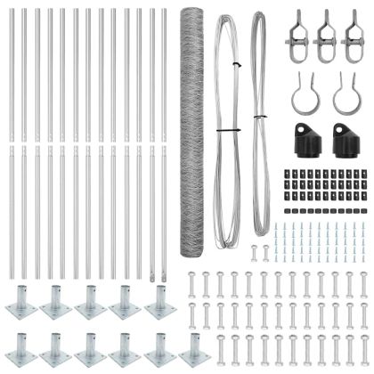 Оградa с колчета Сребрист 1.4 x 25 m Покрит със PVC стомана
