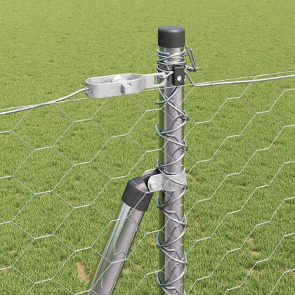 Оградa с колчета Сребрист 1.6 x 25 m Покрит със PVC стомана