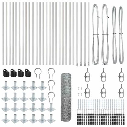 Оградa с колчета Сребрист 1 x 50 m Покрит със PVC стомана