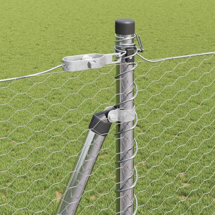 Оградa с колчета Сребрист 1.5 x 50 m Покрит със PVC стомана