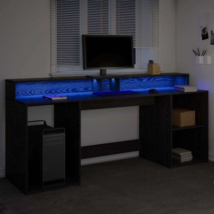 Бюро с чекмедже Черен дъб 200 x 55 x 91 см Инженерно дърво