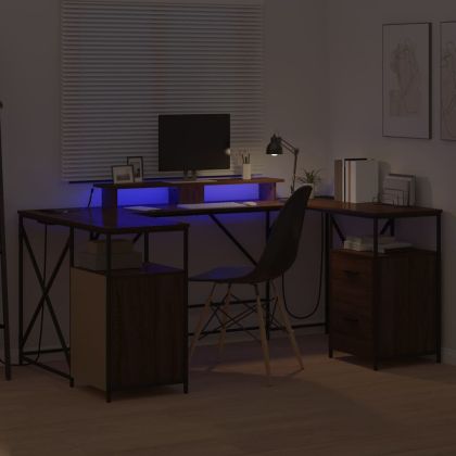 Бюро с чекмедже Кафяв дъб 182 x 101 x 87,5 см Инженерно дърво