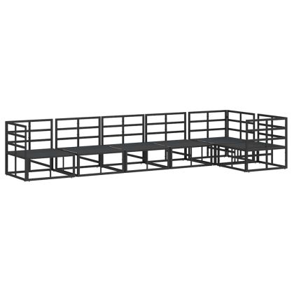 Градински Софа Комплект с възглавница 6 pcs Черен Алуминий