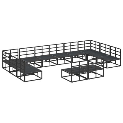 Градински Софа Комплект с възглавница 12 pcs Черен Алуминий