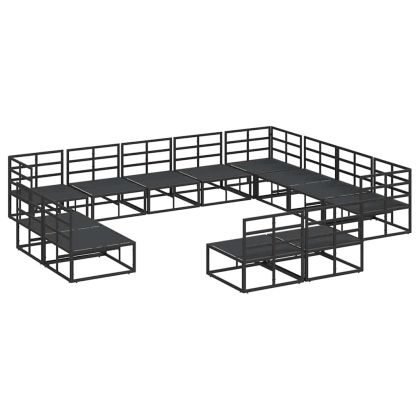 Градински Софа Комплект с възглавница 12 pcs Черно Алуминий