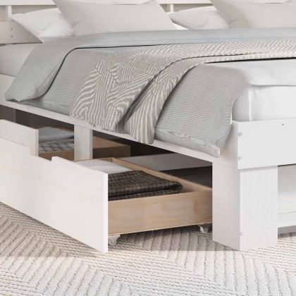 Рамка за легло с таблото Бяло 180 x 200 cm Солидно борово дърво