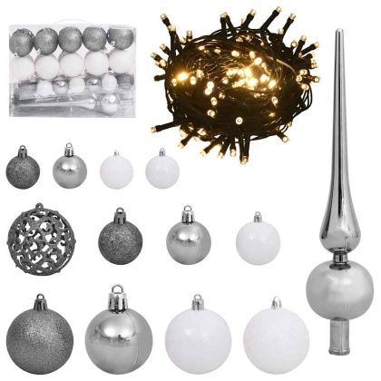 С изкуствено коледно дърво с 150 LED светодиода Бяло 120 cm