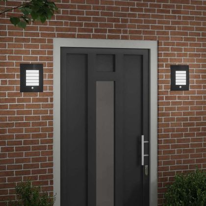 Външна стенна лампа 2 pcs Черно 23.5 x 9 x 26 см