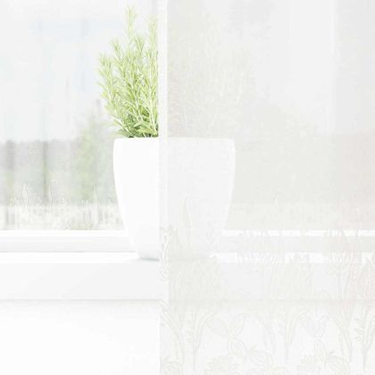 Перде от дантела С завеси Флорален Бяло 300 x 150 cm Полиестер