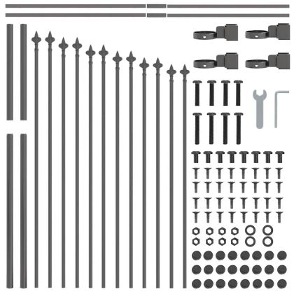 Градска ограда Сив 170 х 100 см Прахово боядисана стомана