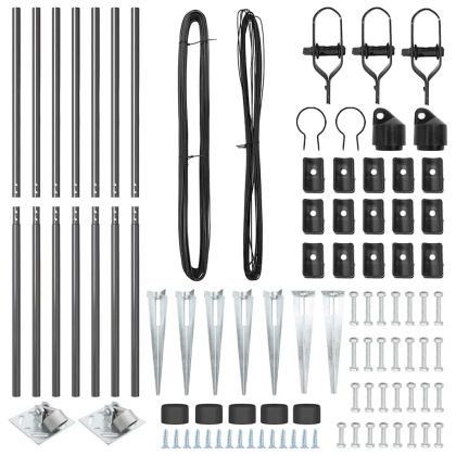 Оградни стълбове 7 pcs Сив Ø32mm 140 см Поцинкована стомана