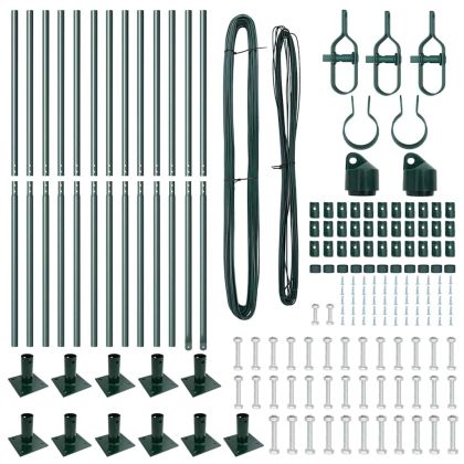 Оградни стълбове 13 pcs Зелен Ø32mm 170 см Поцинкована стомана