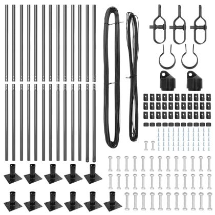 Оградни стълбове 13 pcs Сив Ø32mm 130 см Поцинкована стомана