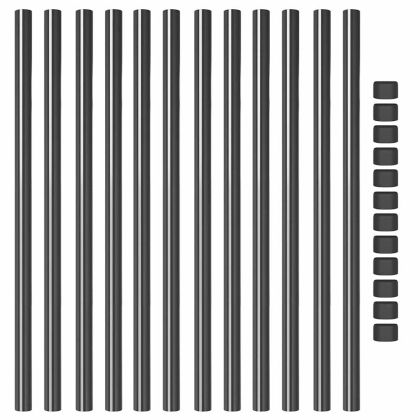 Оградни стълбове 12 pcs Сив 110 cm Прахово покритие стомана