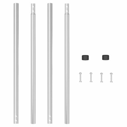 Оградни стълбове 2 pcs Сребрист Прахово покритие стомана