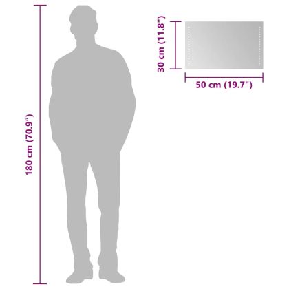 LED огледало за баня, 50x30 см