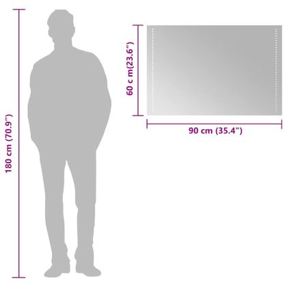 LED огледало за баня, 90x60 см