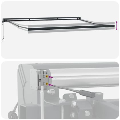 Прибираща се тента синьо и бяло 4x3 м плат и алуминий